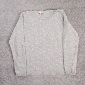 Benedetta B Made in Italy XL Gray Polka Dot Long Sleeve Round Neck Sweater